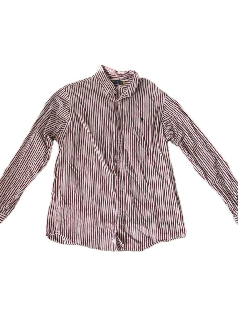 Polo by Ralph Lauren Red and White Vertical Stripe Button-Down Shirt